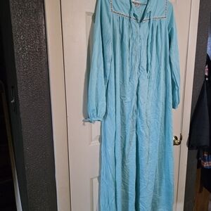 Light Blue Women's Long Button-Front Nightgown